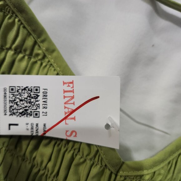NWT Women's Forever 21 Spaghetti Strap Top Green Size Large V-Neck Ruffle - Picture 5 of 5